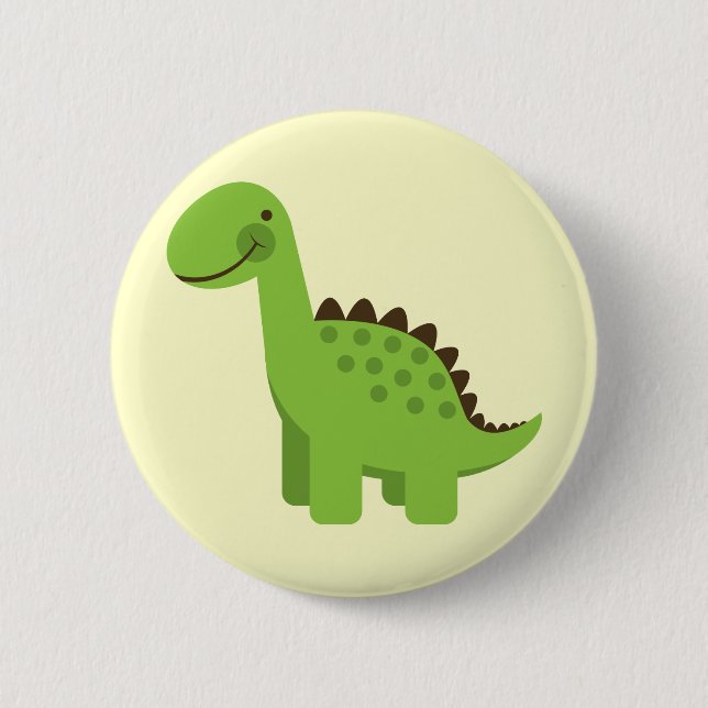 Cute Green Dinosaur 6 Cm Round Badge (Front)