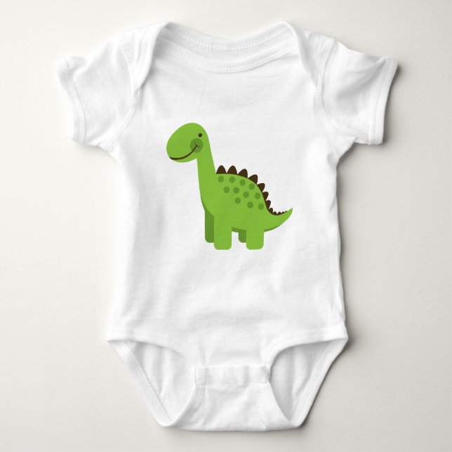 Cute Green Dinosaur Baby Bodysuit (Front)