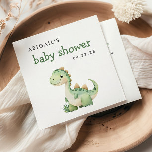 Cute Green Dinosaur Baby Shower Napkin