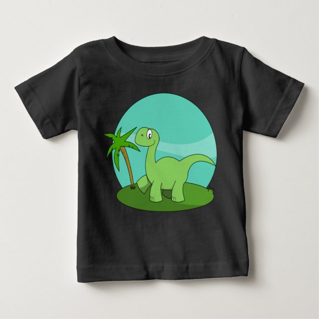 Cute Green Dinosaur Baby T-Shirt (Front)