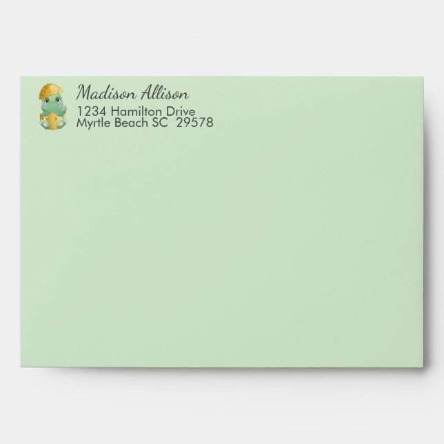 Cute Green Dinosaur Boys Baby Shower  Envelope (Front)