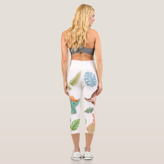 Cute green dinosaur capri leggings