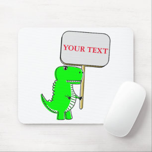 Cute Green Dinosaur Custom Text Mouse Pad