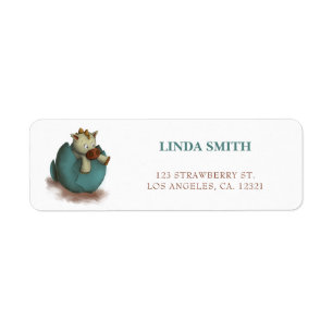 Cute Green Dinosaur Hatching Return Address Label