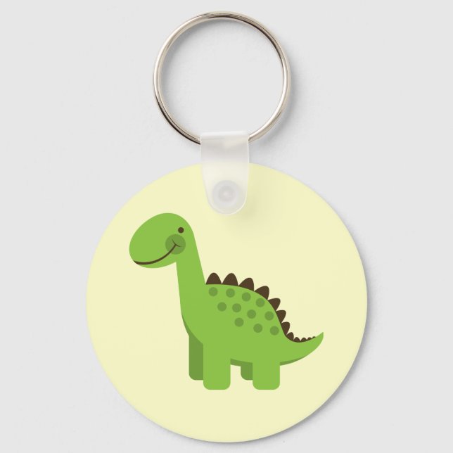 Cute Green Dinosaur Key Ring (Front)