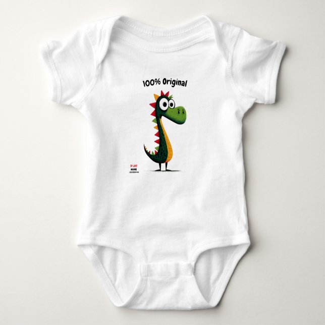 Cute Green Dinosaur | Kids & Teens Style  Baby Bodysuit (Front)