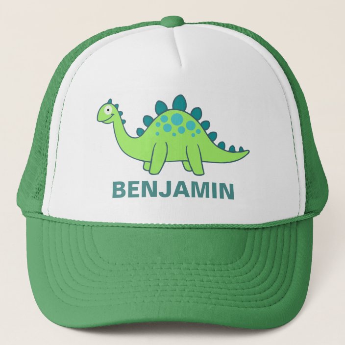 Cute Green Dinosaur Kids Trucker Hat | Zazzle.com.au