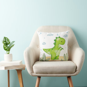 Cute Green Dinosaur Nursery Throw Pillow Baby Boy