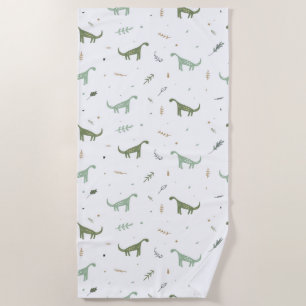Cute Green Dinosaur Pattern Beach Towel