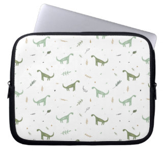 Cute Green Dinosaur Pattern Laptop Sleeve