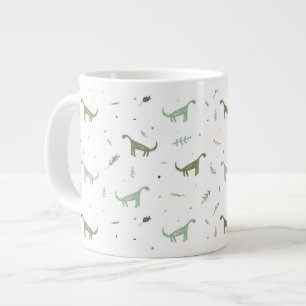 Cute Green Dinosaur Pattern Large Coffee Mug