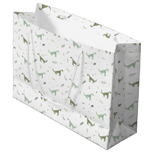 Cute Green Dinosaur Pattern Large Gift Bag