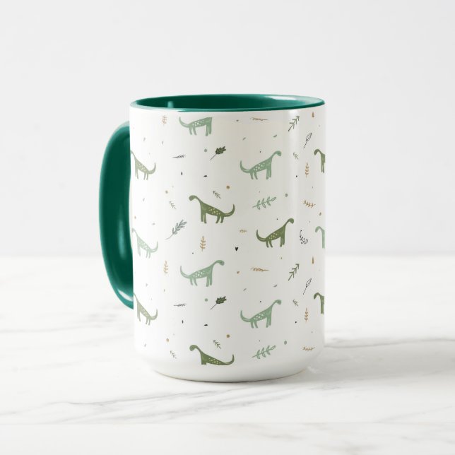 Cute Green Dinosaur Pattern Mug (Front Left)