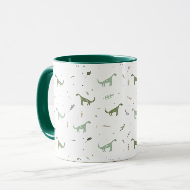 Cute Green Dinosaur Pattern Mug (Front Left)