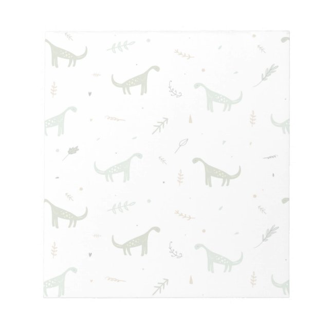 Cute Green Dinosaur Pattern Notepad (Front)