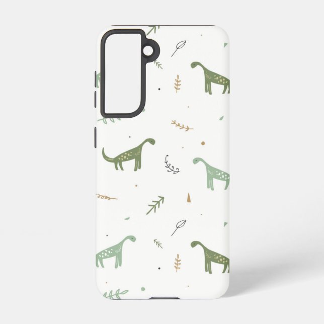 Cute Green Dinosaur Pattern Samsung Galaxy S21 Case (Back)