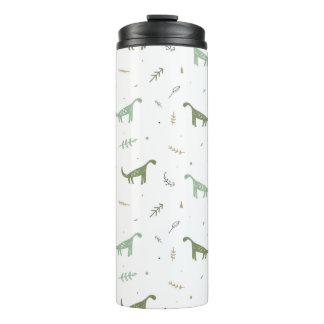 Cute Green Dinosaur Pattern Thermal Tumbler
