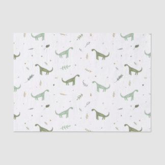 Cute Green Dinosaur Pattern Tissue Paper