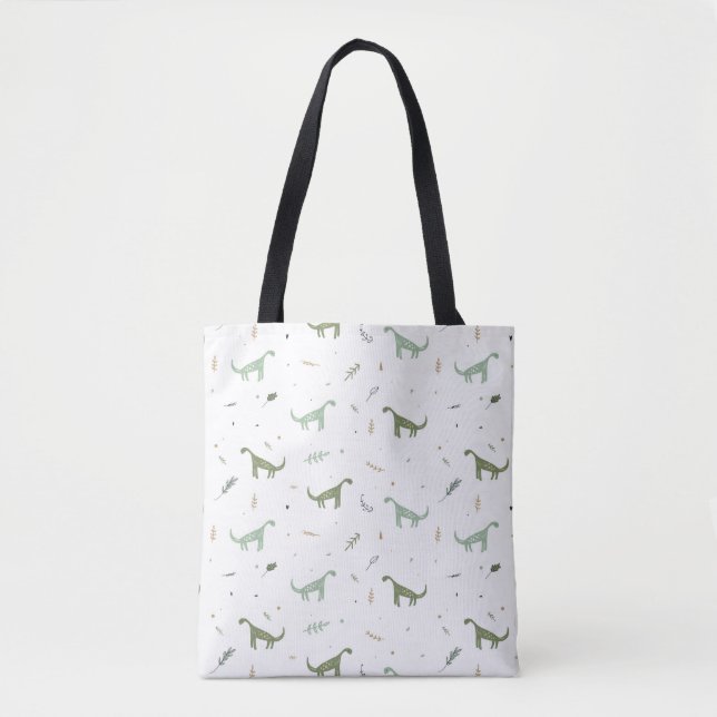 Cute Green Dinosaur Pattern Tote Bag (Front)