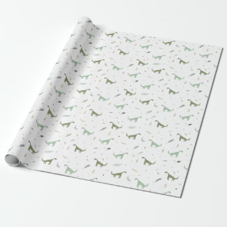 Cute Green Dinosaur Pattern Wrapping Paper
