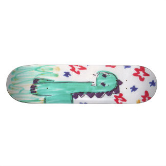 Cute Green Dinosaur Sketch Skateboard Pro