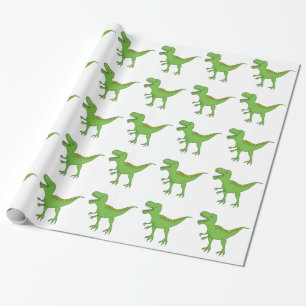 Cute Green Dinosaur-T-Rex Wrapping Paper