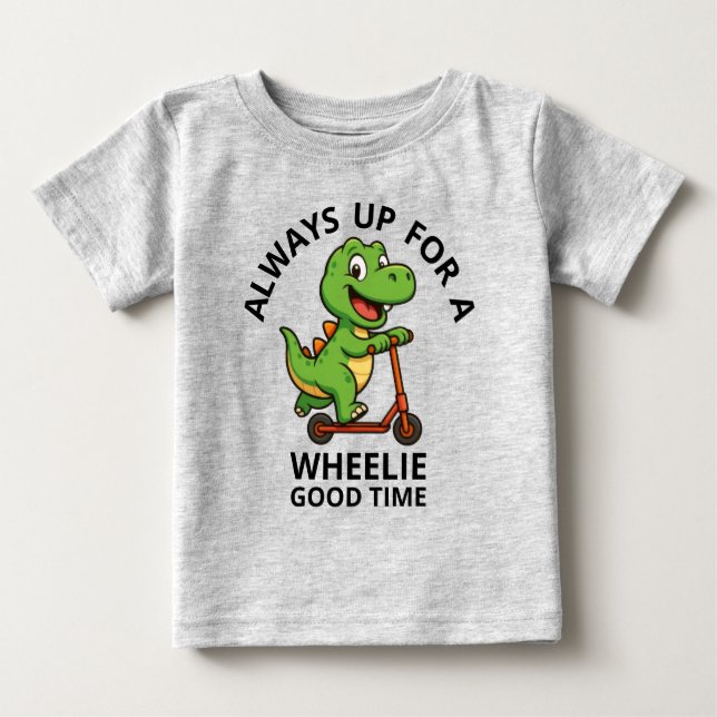 Cute Green Dinosaur Toddler Tshirt (Front)