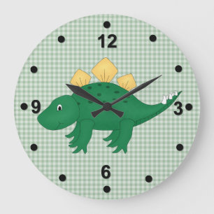 Cute Green Dinosaur Wall Clock