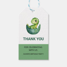 Cute Green Dinosaur Watercolor Kid Birthday Party