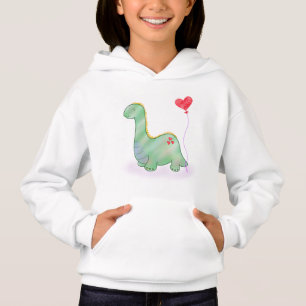 Cute Green Dinosaur with Heart Balloon  