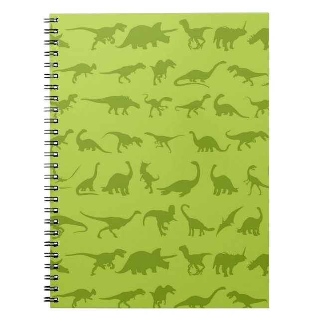 Cute Green Dinosaurs Patterns for Boys Notebook (Front)