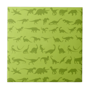 Cute Green Dinosaurs Patterns for Boys Tile
