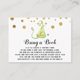 *~* Cute Green Dragon Baby Shower Bring a Book Enclosure Card