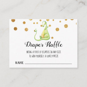 *~* Cute Green Dragon Baby Shower Diaper Raffle Enclosure Card