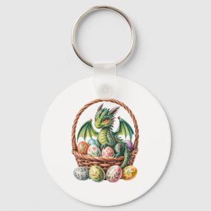 Cute Green Dragon Collecting Easter Eggs Earth Dra Key Ring