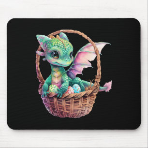 Cute Green Dragon Easter Egg Hunt Eggs Basket Love Mouse Pad
