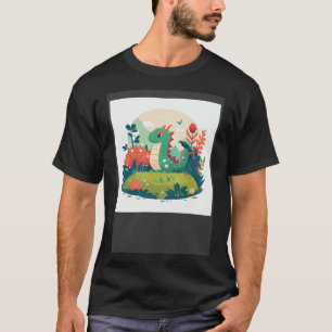Cute Green Dragon in a garden forest T-Shirt