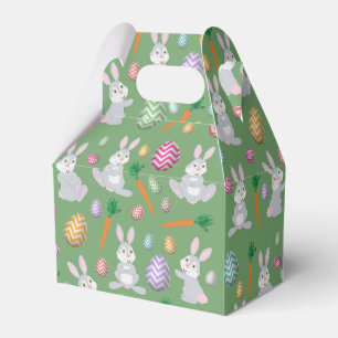 Cute Green Easter Bunny Rabbit Pattern Favour Box
