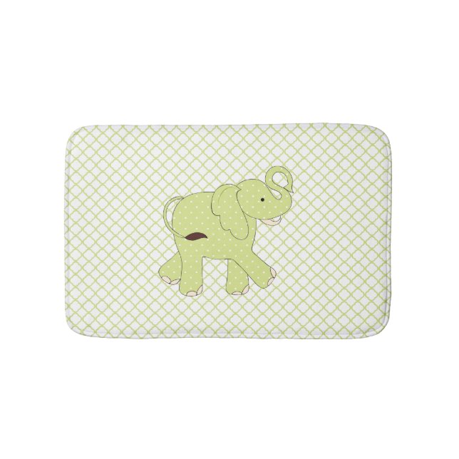 Cute Green Elephant Bath Mat (Front)
