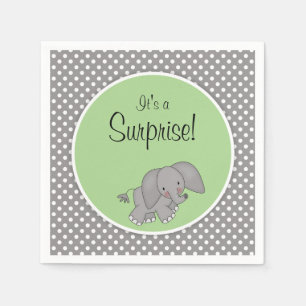 Cute Green Elephant Gender Neutral Baby Shower Napkin