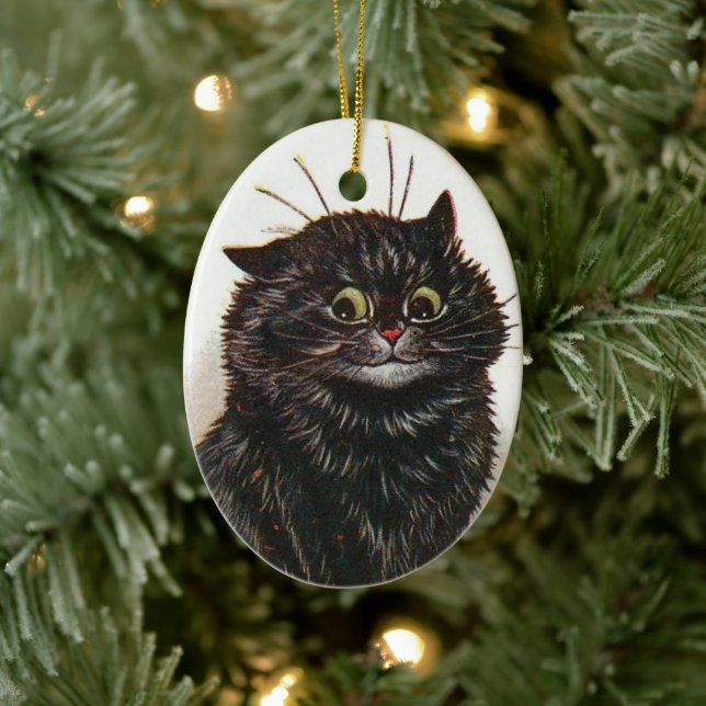 Cute Green Eyed Black Cat • Louis Wain • Ornament  (Tree)