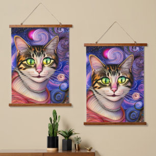 Cute Green Eyes Cat Hanging Tapestry