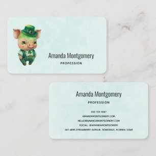 Cute Green Fairytale Pig in Fancy Attire Business Card