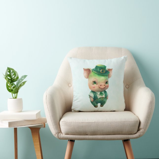 Cute Green Fairytale Pig in Fancy Attire Cushion (Chair)