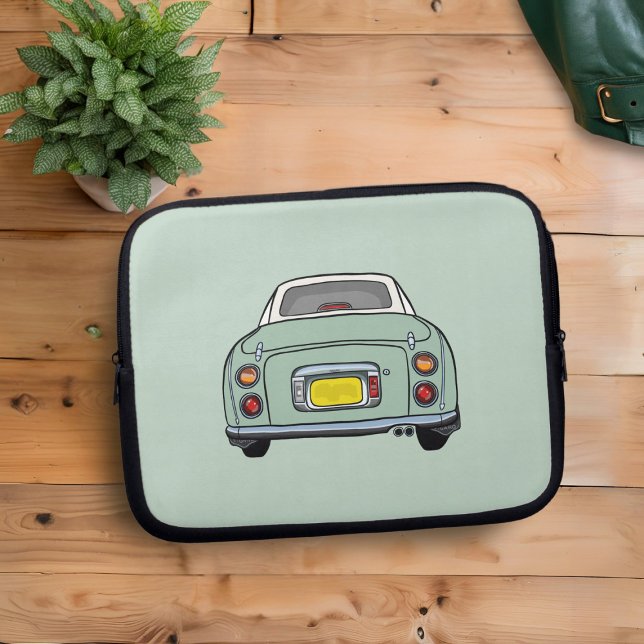 Cute Green Figaro Car Figarations Laptop Sleeve (A cute emerald green figaro car laptop sleeve just for you)