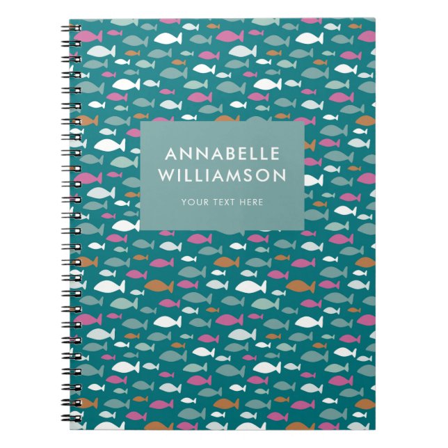 Cute green fish pattern notebook (Front)
