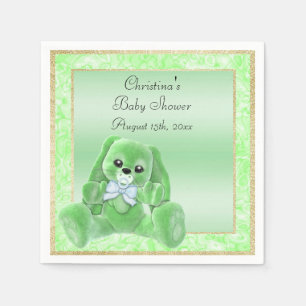 Cute Green Floppy Ears Bunny Baby Shower Napkin