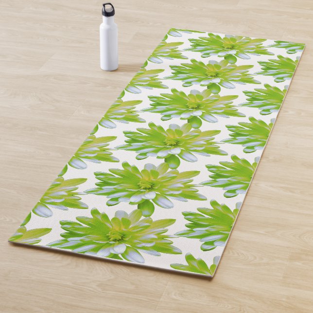 Cute green floral green flower green daisy yoga mat (In Situ)