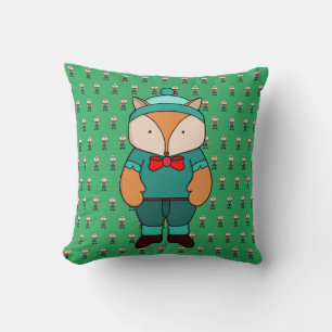 Cute green fox cushion