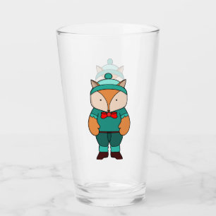 Cute green fox glass